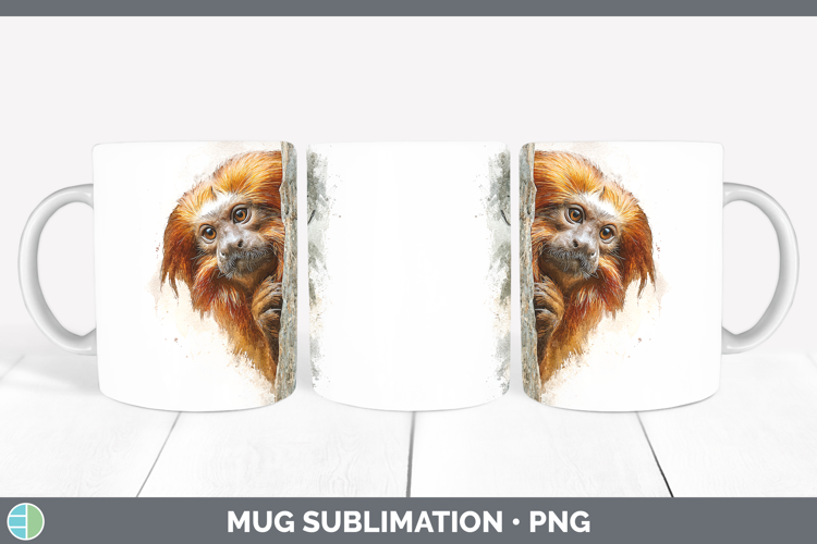 Golden Lion Tamarin Primate Tree Peek-A-Boo Mug Wrap Sublima