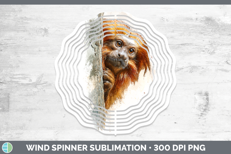 Golden Lion Tamarin Primate Tree Peek-A-Boo Wind Spinner Sub
