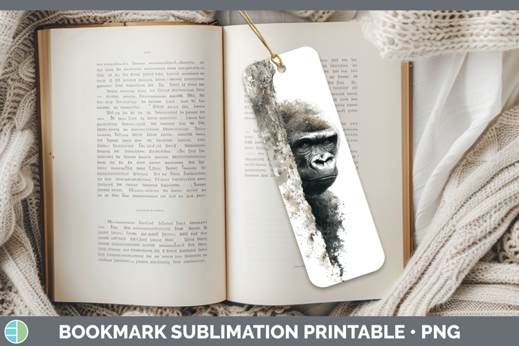 Gorilla Primate Tree Peek-A-Boo Bookmark Sublimation Design