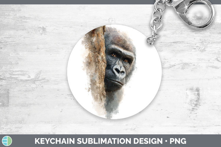 Gorilla Primate Tree Peek-A-Boo Keychain Sublimation Design