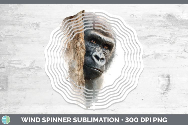 Gorilla Primate Tree Peek-A-Boo Wind Spinner Sublimation Des