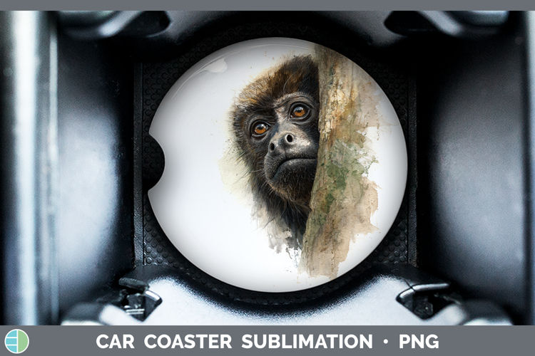 Howler Monkey Primate Tree Peek-A-Boo Car Coaster Sublimatio