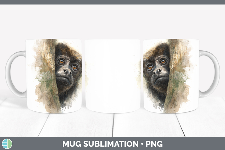 Howler Monkey Primate Tree Peek-A-Boo Mug Wrap Sublimation D