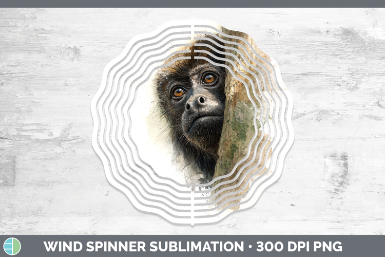 Howler Monkey Primate Tree Peek-A-Boo Wind Spinner Sublimati