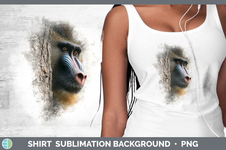 Mandrill Primate Tree Peek-A-Boo Shirt Sublimation Design