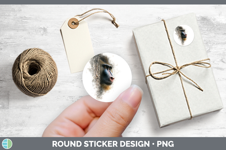 Mandrill Primate Tree Peek-A-Boo Stickers Design