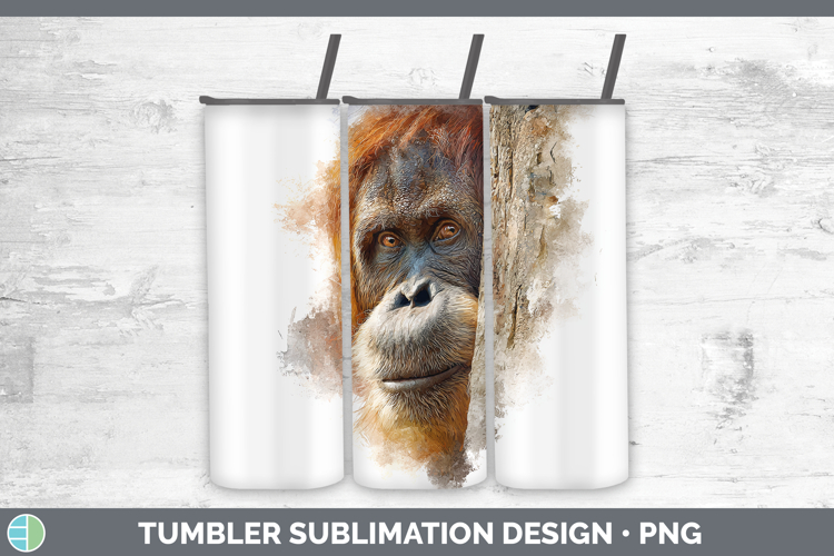 Orangutan Primate Tree Peek-A-Boo Tumbler Sublimation Design