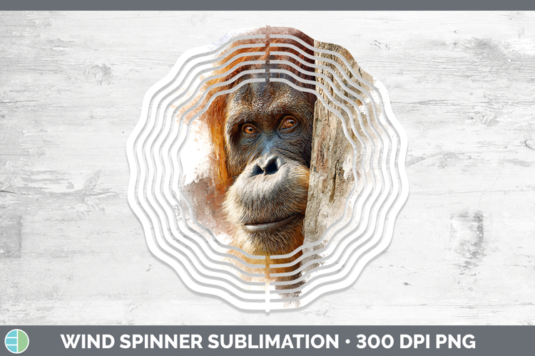 Orangutan Primate Tree Peek-A-Boo Wind Spinner Sublimation D