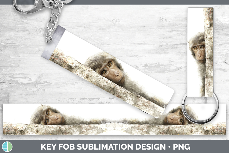 Rhesus Macaque Primate Tree Peek-A-Boo Key Fob Sublimation D