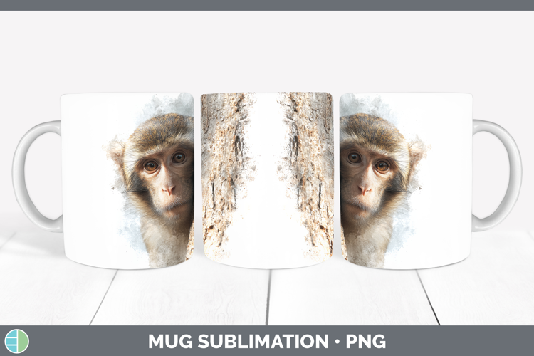 Rhesus Macaque Primate Tree Peek-A-Boo Mug Wrap Sublimation