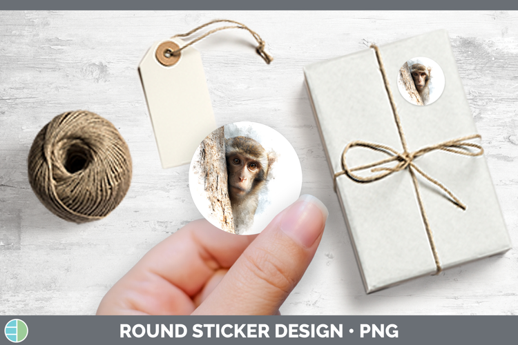 Rhesus Macaque Primate Tree Peek-A-Boo Stickers Design
