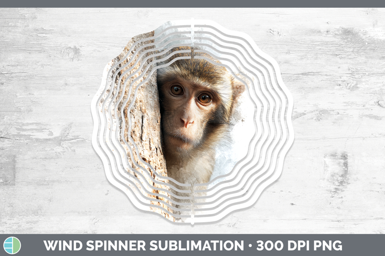 Rhesus Macaque Primate Tree Peek-A-Boo Wind Spinner Sublimat