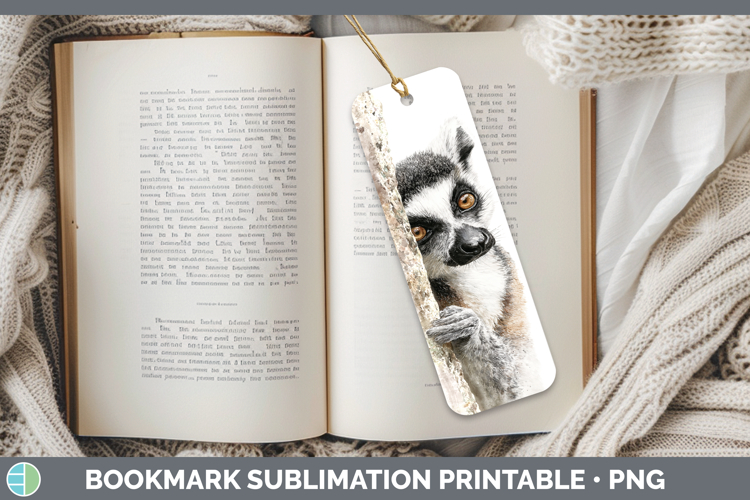 Ring-tailed Lemur Primate Tree Peek-A-Boo Bookmark Sublimati