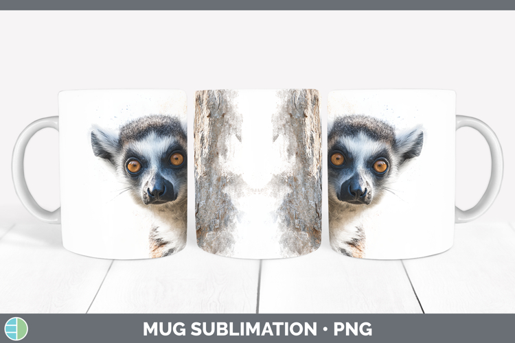 Ring-tailed Lemur Primate Tree Peek-A-Boo Mug Wrap Sublimati