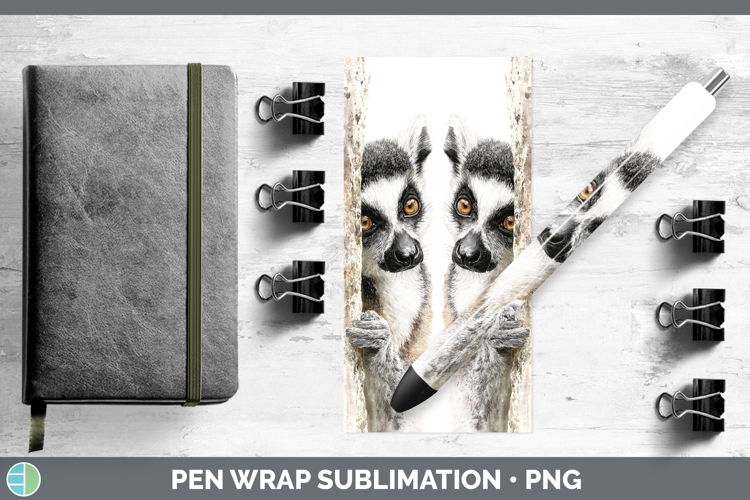 Ring-tailed Lemur Primate Tree Peek-A-Boo Pen Wrap Sublimati