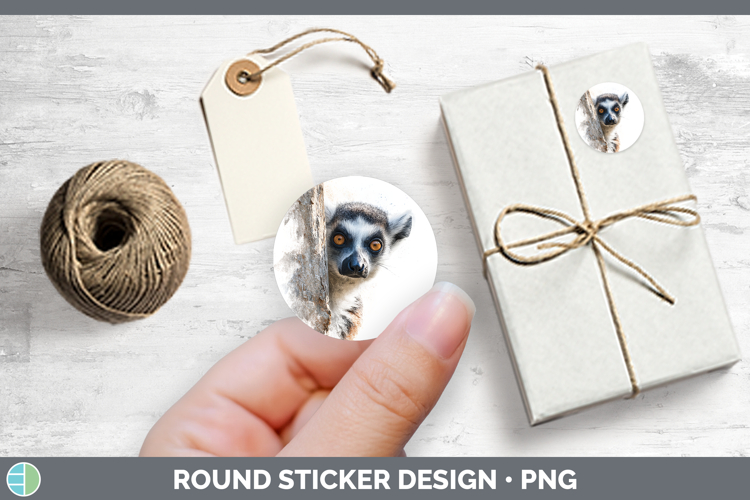 Ring-tailed Lemur Primate Tree Peek-A-Boo Stickers Design