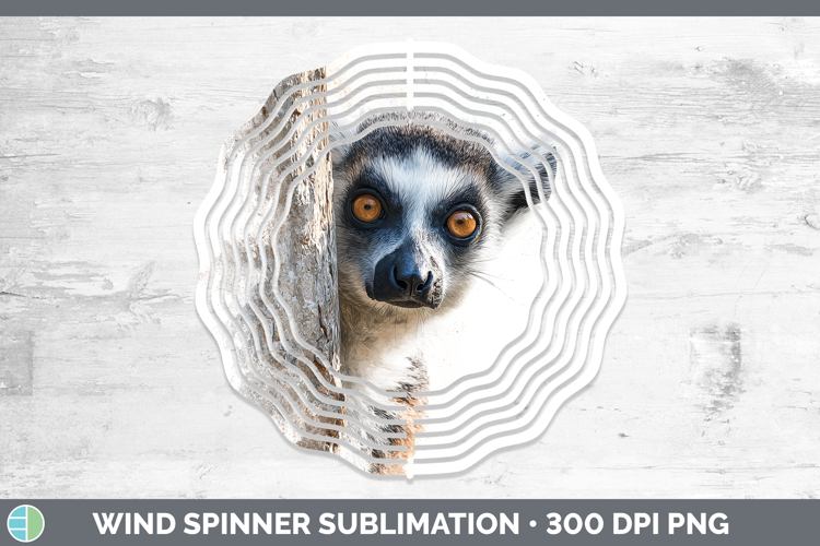Ring-tailed Lemur Primate Tree Peek-A-Boo Wind Spinner Subli