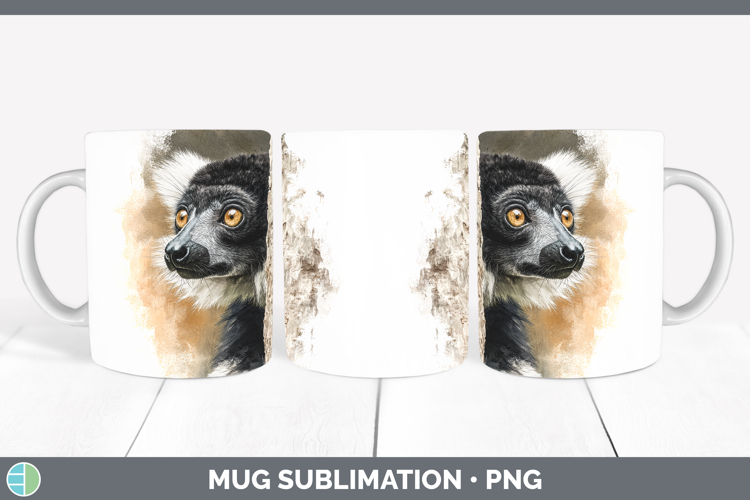 Ruffed Lemur Primate Tree Peek-A-Boo Mug Wrap Sublimation De