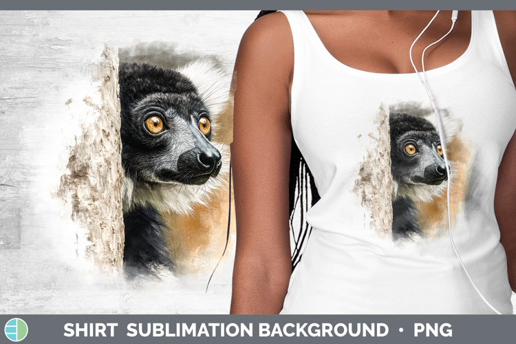Ruffed Lemur Primate Tree Peek-A-Boo Shirt Sublimation Desig