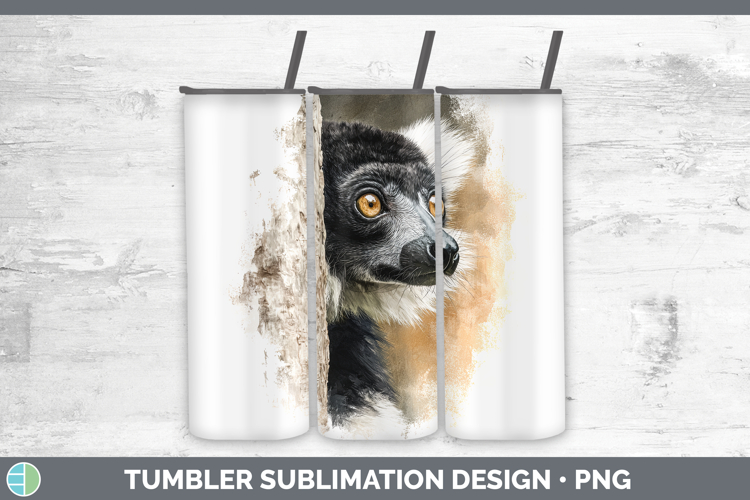 Ruffed Lemur Primate Tree Peek-A-Boo Tumbler Sublimation Des