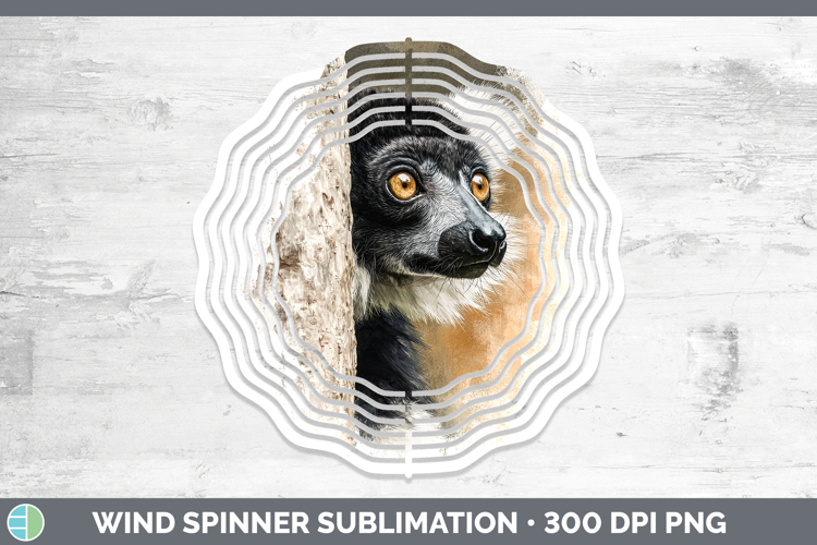 Ruffed Lemur Primate Tree Peek-A-Boo Wind Spinner Sublimatio