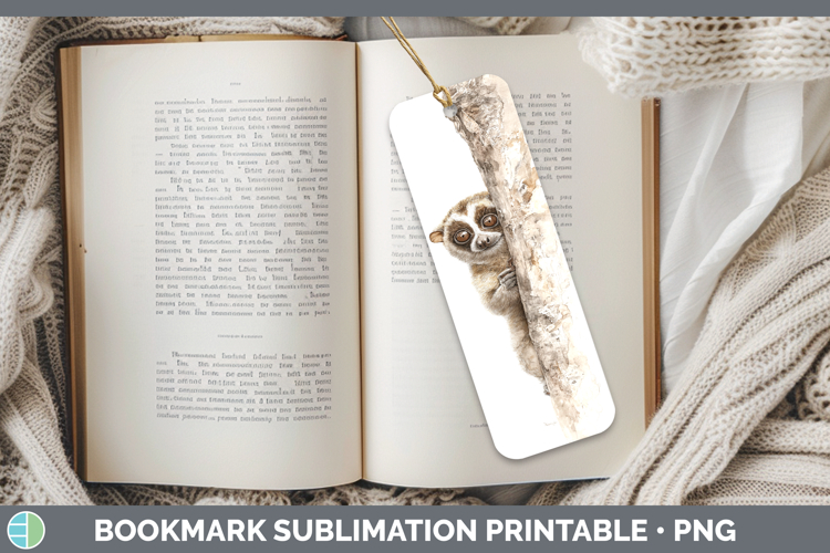 Slow Loris Primate Tree Peek-A-Boo Bookmark Sublimation Desi