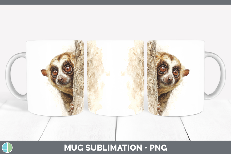 Slow Loris Primate Tree Peek-A-Boo Mug Wrap Sublimation Desi