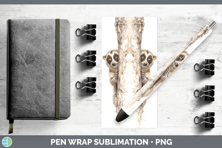 Slow Loris Primate Tree Peek-A-Boo Pen Wrap Sublimation Desi