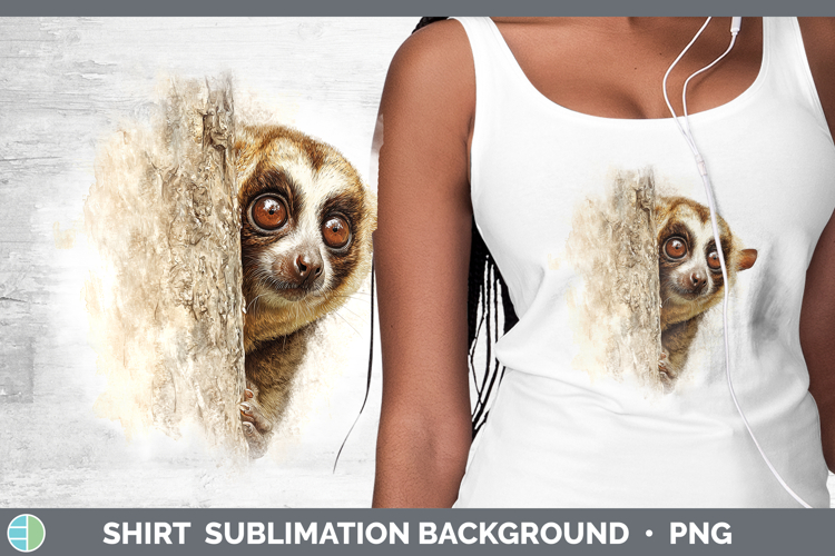 Slow Loris Primate Tree Peek-A-Boo Shirt Sublimation Design