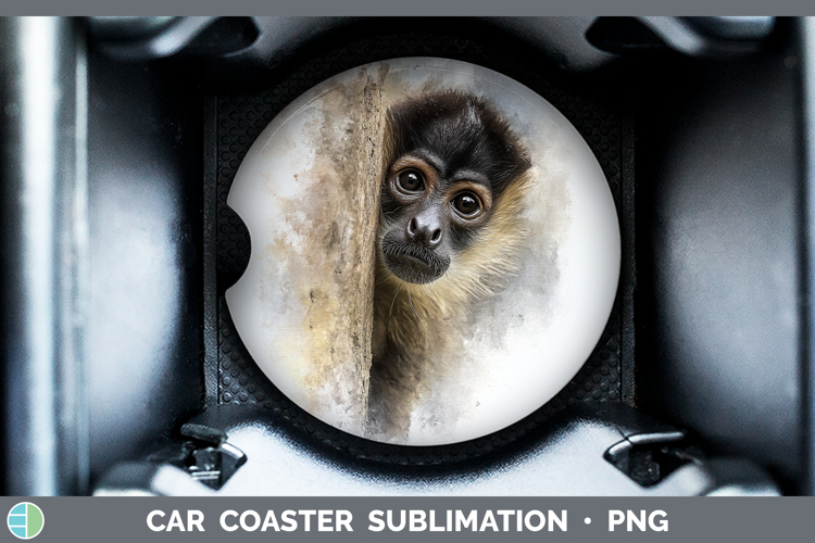 Spider Monkey Primate Tree Peek-A-Boo Car Coaster Sublimatio
