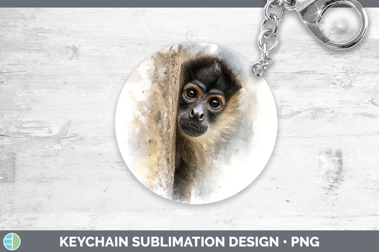 Spider Monkey Primate Tree Peek-A-Boo Keychain Sublimation D