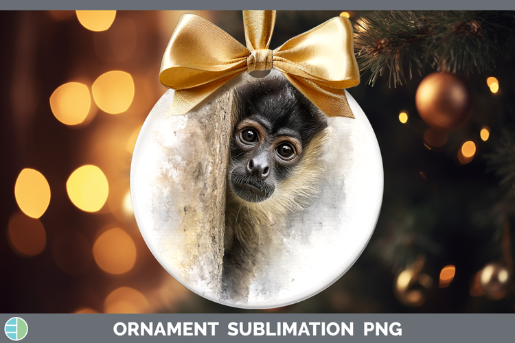 Spider Monkey Primate Tree Peek-A-Boo Ornament Sublimation D