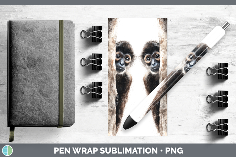 Spider Monkey Primate Tree Peek-A-Boo Pen Wrap Sublimation D