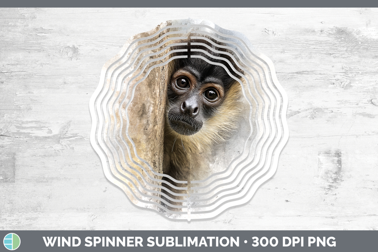 Spider Monkey Primate Tree Peek-A-Boo Wind Spinner Sublimati
