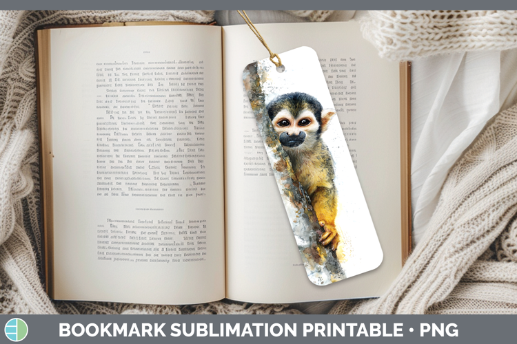 Squirrel Monkey Primate Tree Peek-A-Boo Bookmark Sublimation