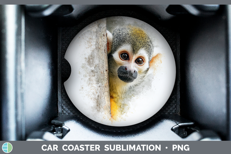 Squirrel Monkey Primate Tree Peek-A-Boo Car Coaster Sublimat