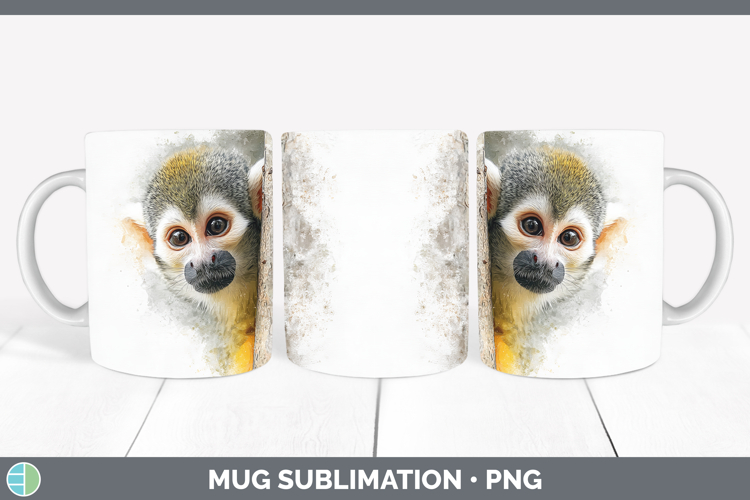 Squirrel Monkey Primate Tree Peek-A-Boo Mug Wrap Sublimation