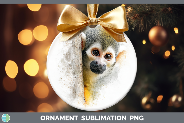 Squirrel Monkey Primate Tree Peek-A-Boo Ornament Sublimation