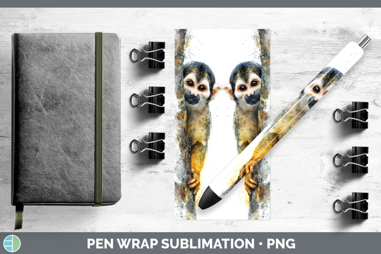 Squirrel Monkey Primate Tree Peek-A-Boo Pen Wrap Sublimation