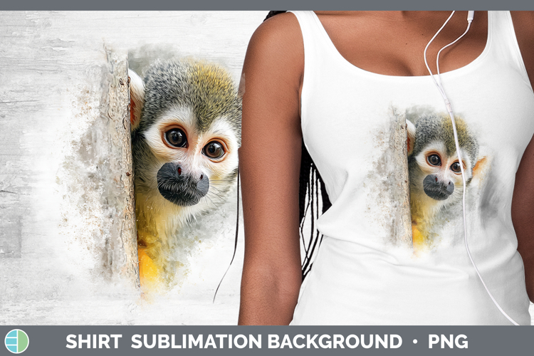 Squirrel Monkey Primate Tree Peek-A-Boo Shirt Sublimation De