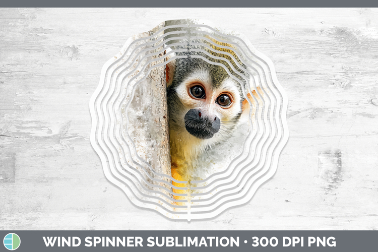 Squirrel Monkey Primate Tree Peek-A-Boo Wind Spinner Sublima