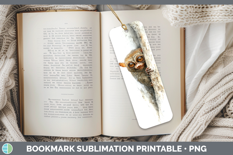 Tarsier Primate Tree Peek-A-Boo Bookmark Sublimation Design
