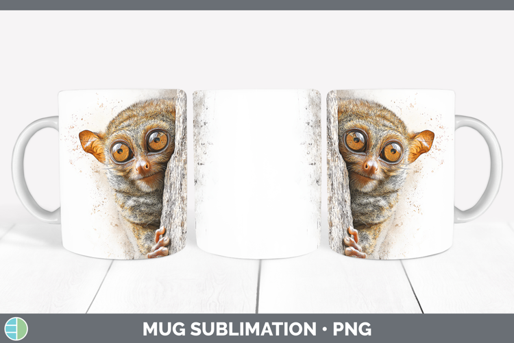 Tarsier Primate Tree Peek-A-Boo Mug Wrap Sublimation Design