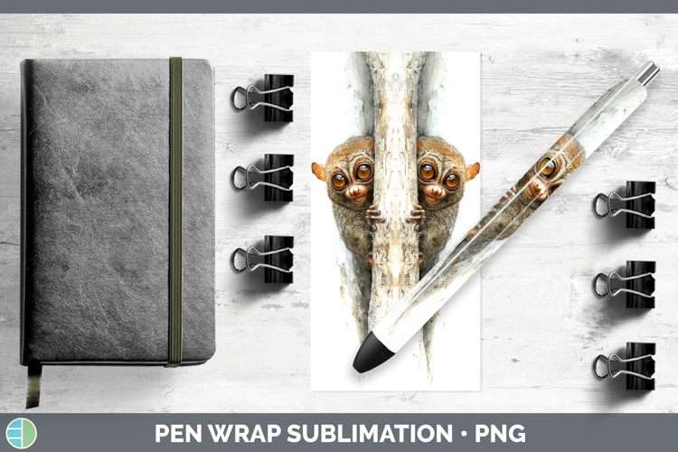 Tarsier Primate Tree Peek-A-Boo Pen Wrap Sublimation Design