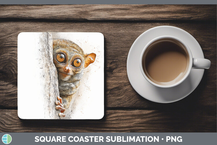 GorgeousPrimate Tree Peek-A-Boo Square Coaster design.