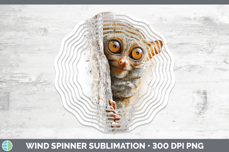 Tarsier Primate Tree Peek-A-Boo Wind Spinner Sublimation Des