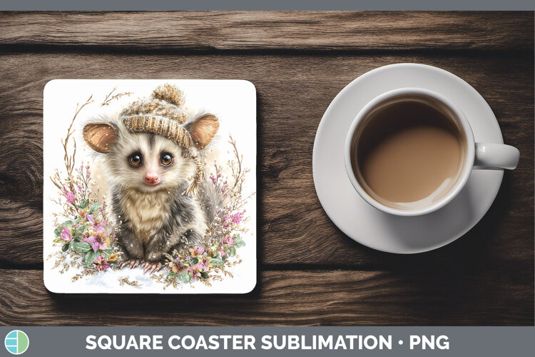 GorgeousPrimate Winter Knit Hat Square Coaster design.