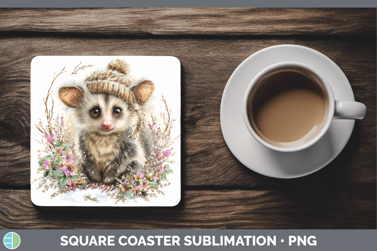 Aye-aye Primate Winter Knit Hat Square Coaster Sublimation D
