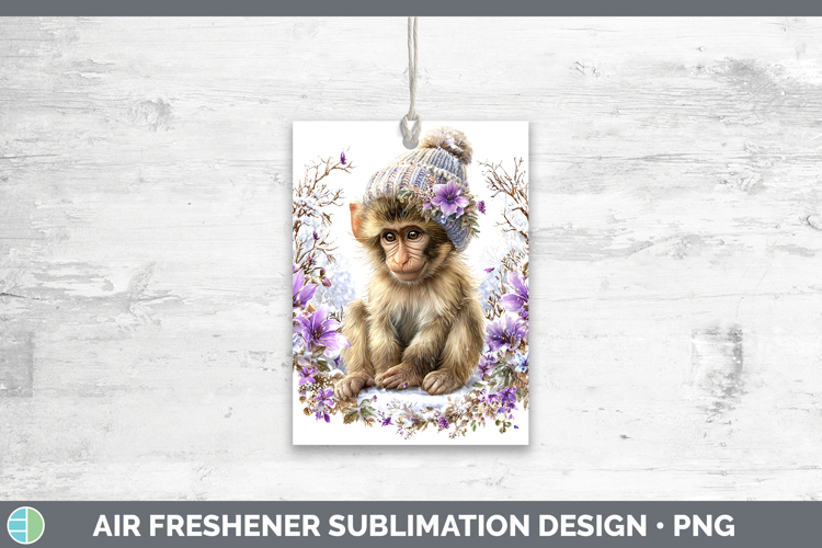 Baboon Primate Winter Knit Hat Air Freshener Sublimation Des