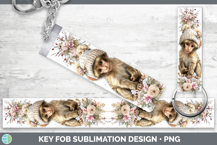 Baboon Primate Winter Knit Hat Key Fob Sublimation Design